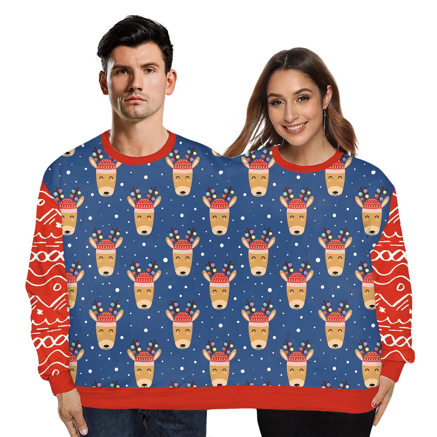 Cartoon Digital Print Loose Round Neck Pullover Sweater