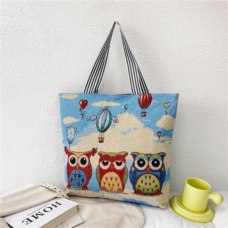 Student Portable Canvas Bag Literary Storage