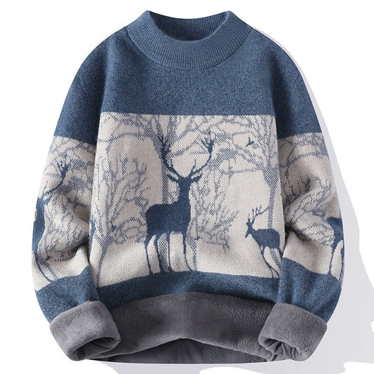 Chenille Mock Neck Sweater Men's Winter Coat