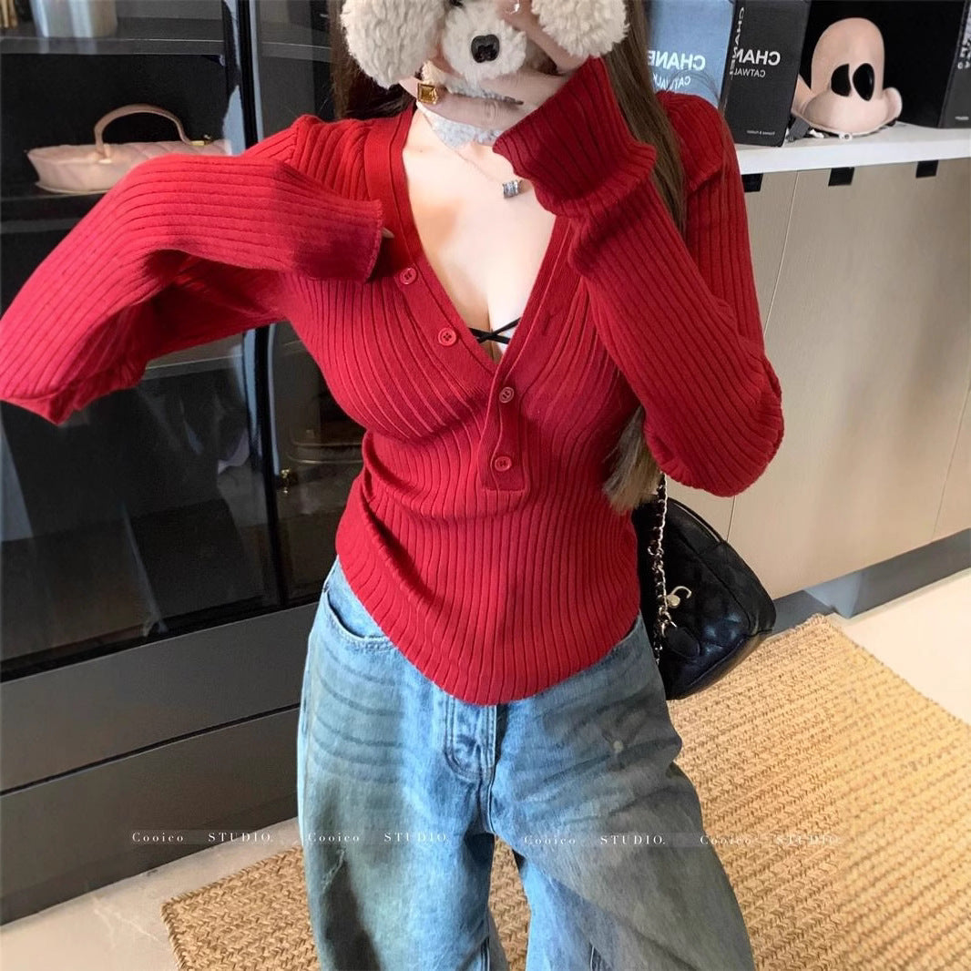 Women's Slim-Fit Long Sleeve Knit Sweater