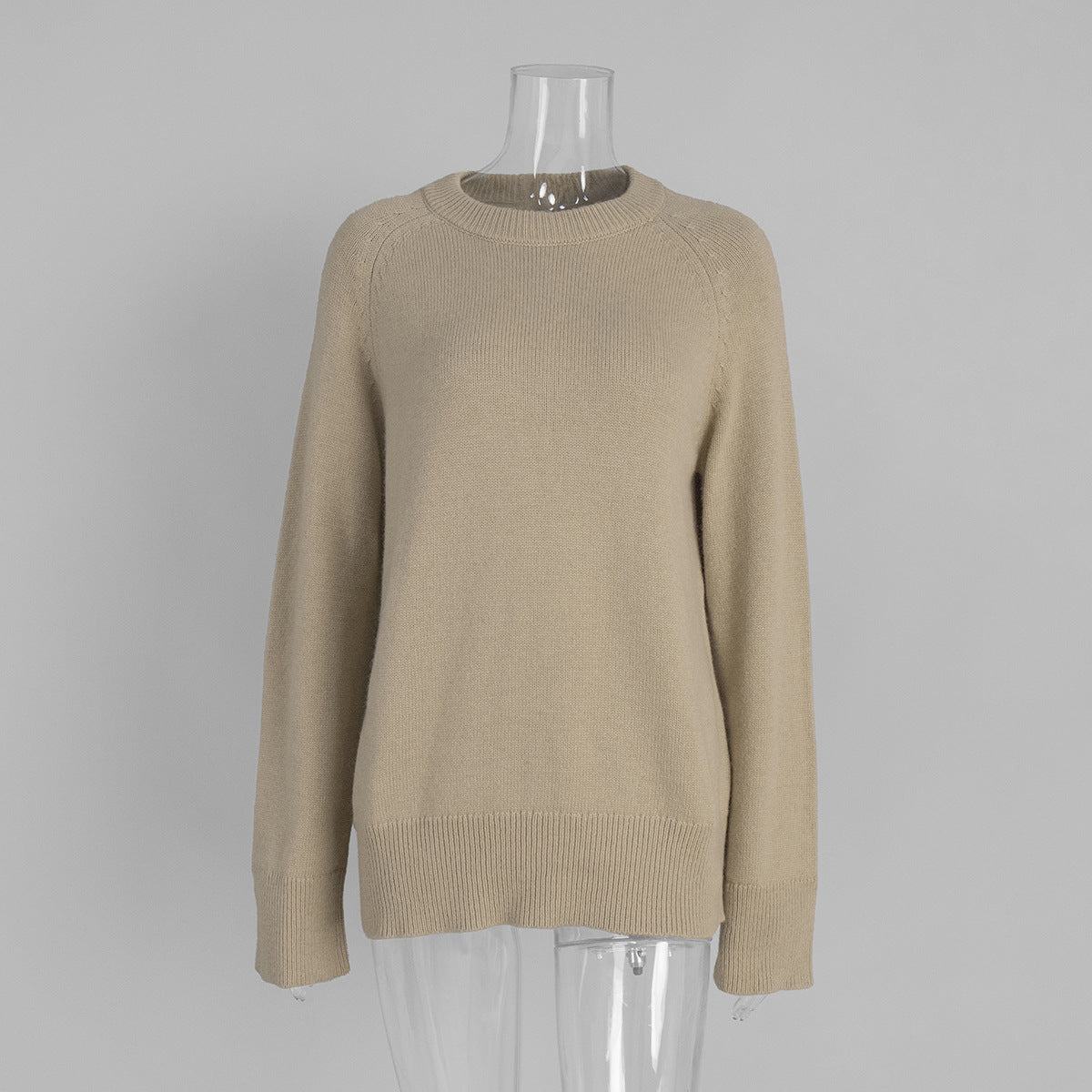 Crew Neck Pullover Sweater Women's Loose Knitted Sweater