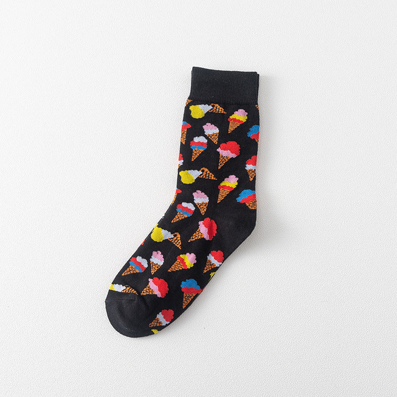Personality Cartoon Bear Fashion Socks Girl Style Ice Cream