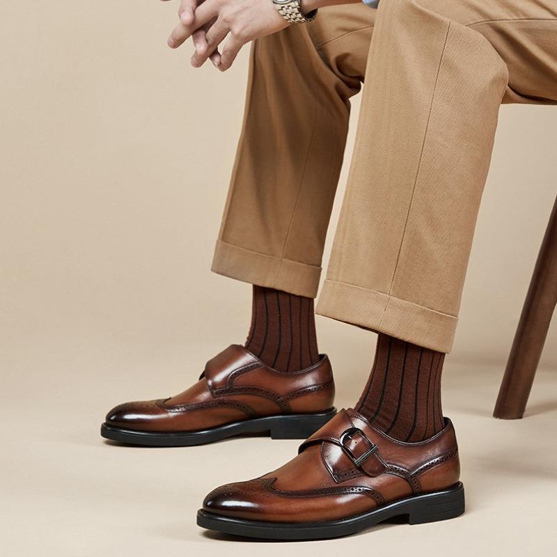 Men's Carving Brogue Business Formal Wear Leather Shoes