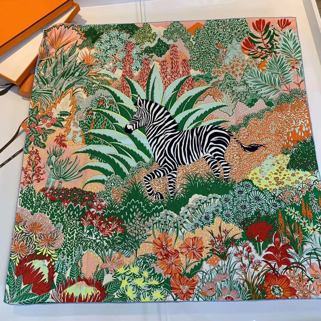 Handmade Hemming Twill Silk Printed Shawl