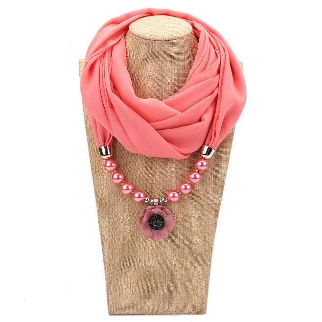Pearl chiffon jewelry necklace scarf