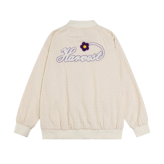 Floral Print Full Embroidered Baseball Uniform Men's Autumn