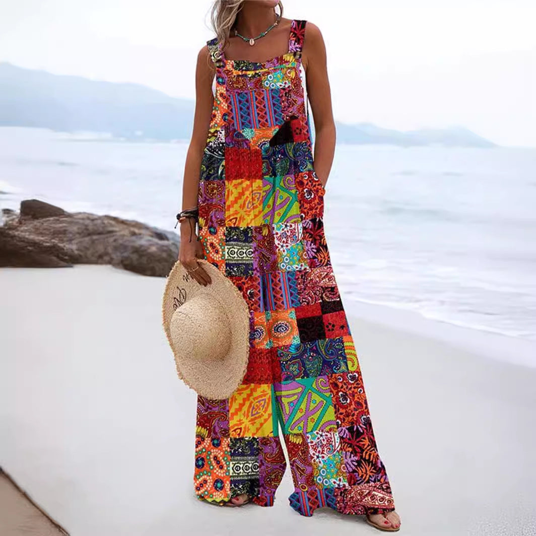 National Fashion Button Digital Printing Romper