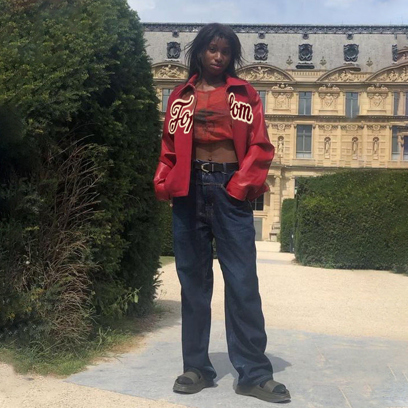 Street Hipster Zipper European And American Stand Up Collar Jacket