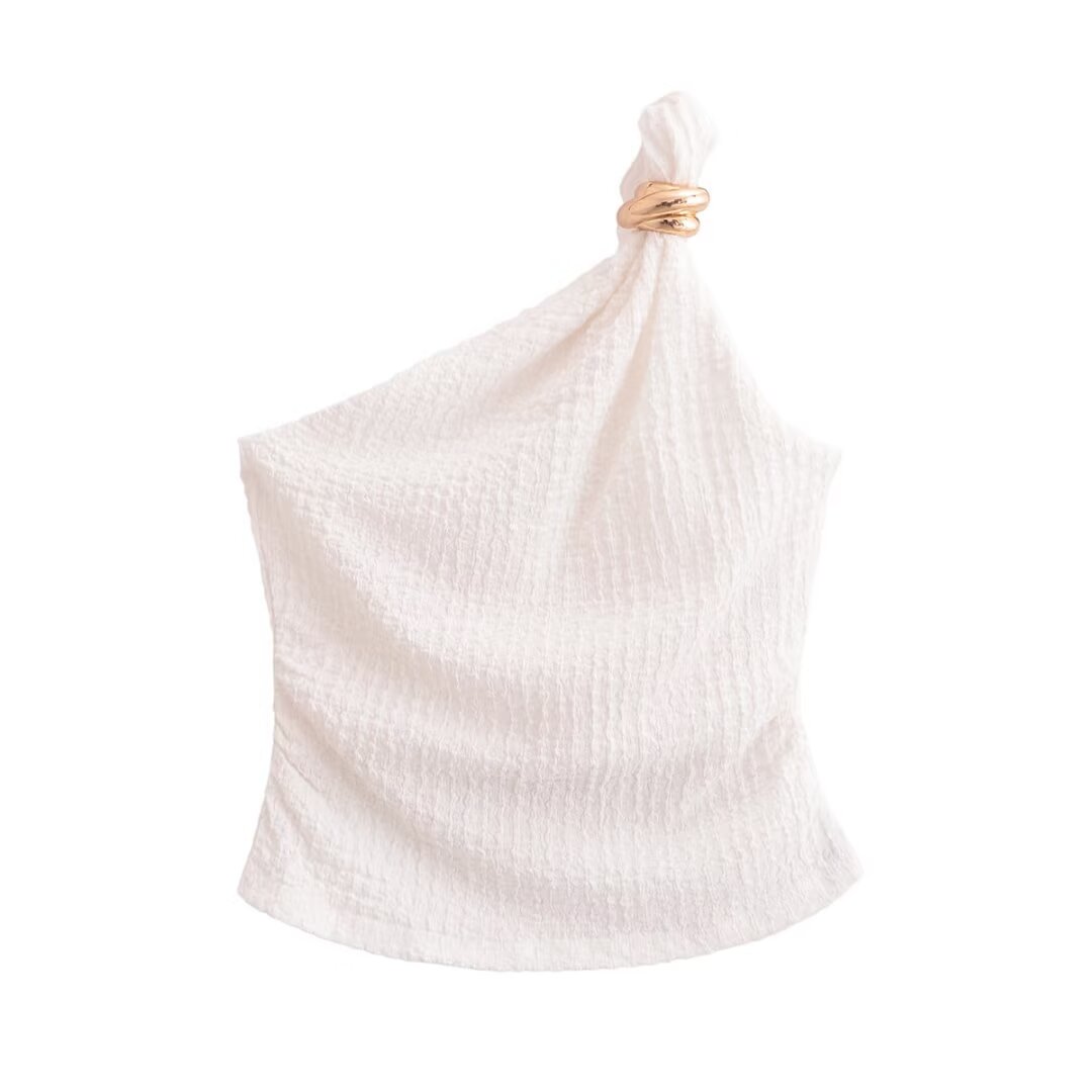 Stylish Simple And Versatile Slim-fit One-shoulder Top