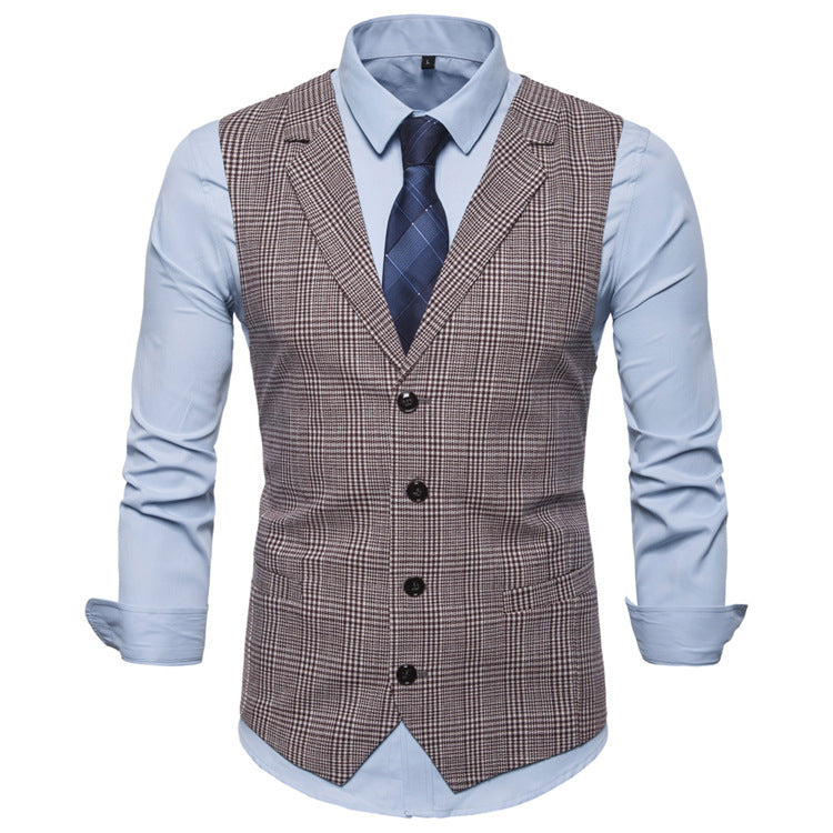 Men's Casual Fashion Tailored Collar Striped British Style Cardigan Single Breasted Suit Waistcoat