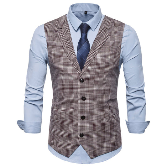 Men's Casual Fashion Tailored Collar Striped British Style Cardigan Single Breasted Suit Waistcoat