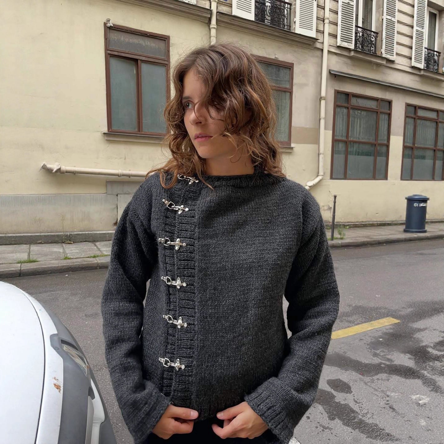 Handmade Airplane-button Cardigan Sweater For Warmth Casual And Slim-fit