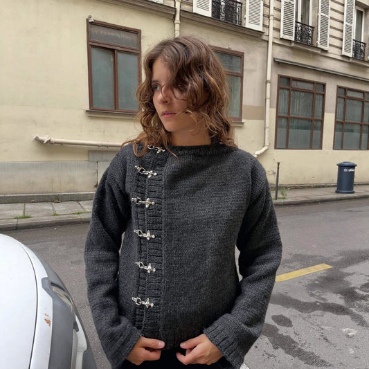 Handmade Airplane-button Cardigan Sweater For Warmth Casual And Slim-fit