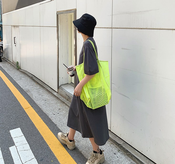 Transparent mesh shoulder bag