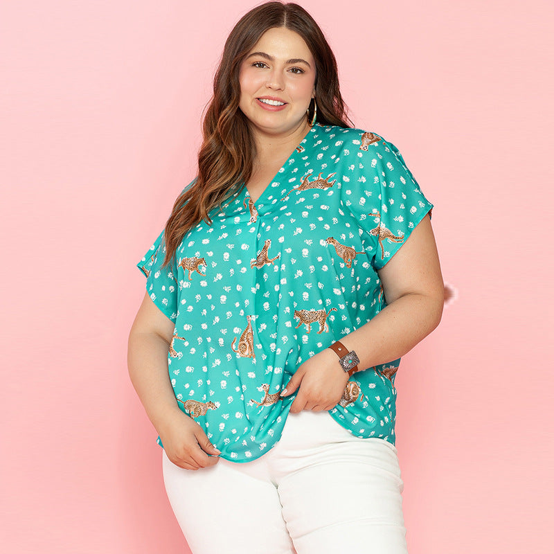 European And American Thin Loose Plus Size Short Sleeve