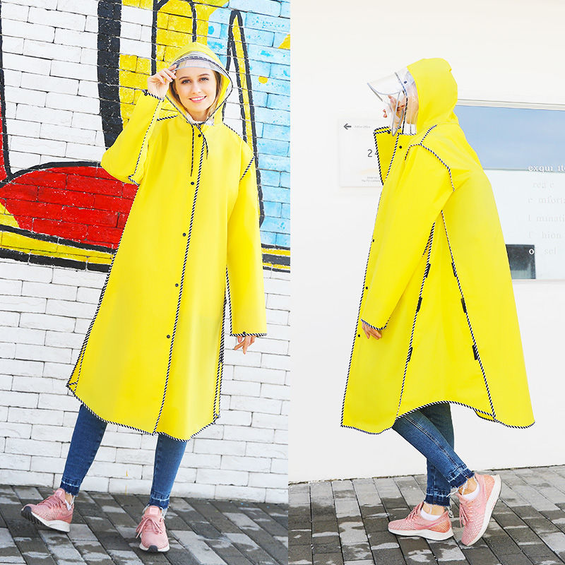 Female Students Single Long Transparent Electric Bicycle Battery Car Adult Hiking Raincoat