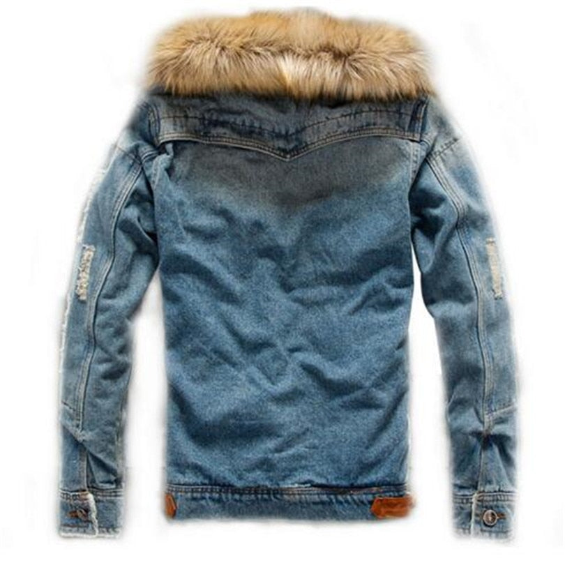 Plus velvet thickening youth denim jacket