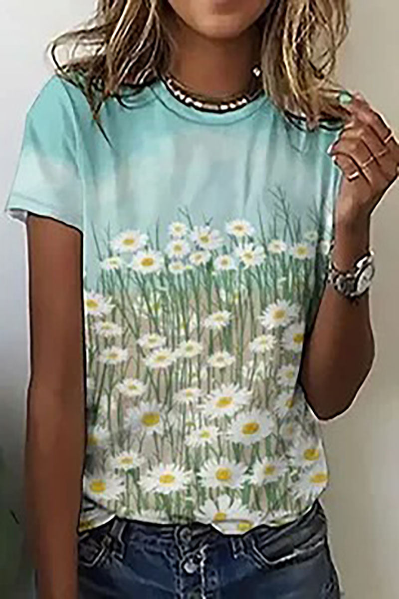 Round Neck Women's Short-sleeved T-shirt Loose Casual