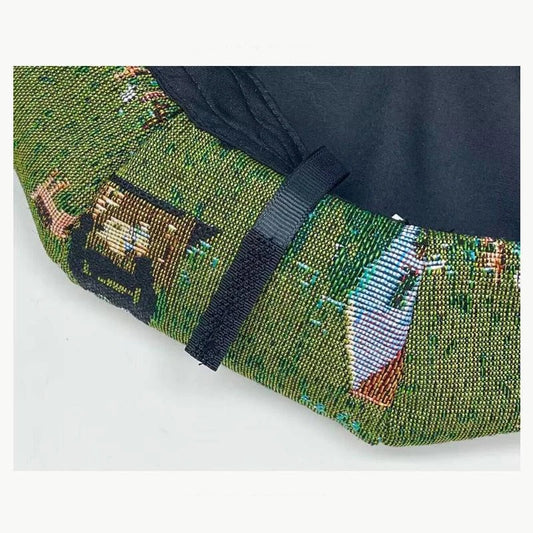 Oil Painting Style House And Little Girl Beret