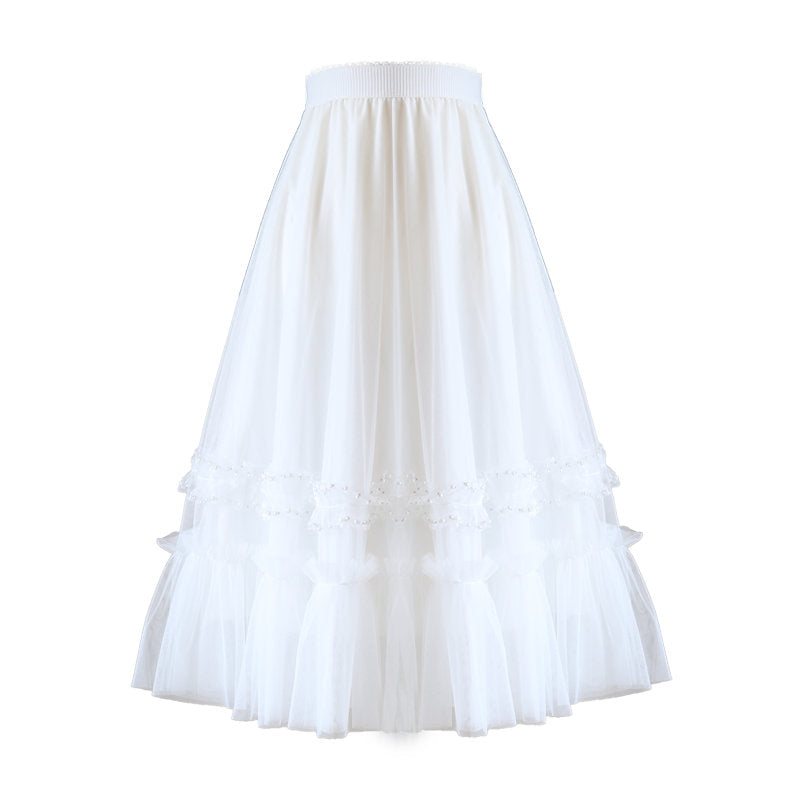 Patchwork Pleated High-waisted A-line Skirt