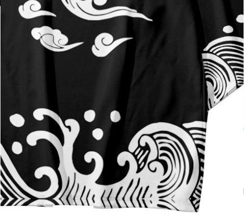 Fashion Auspicious Cloud Element Men's Three-quarter Sleeve Cardigan Robe