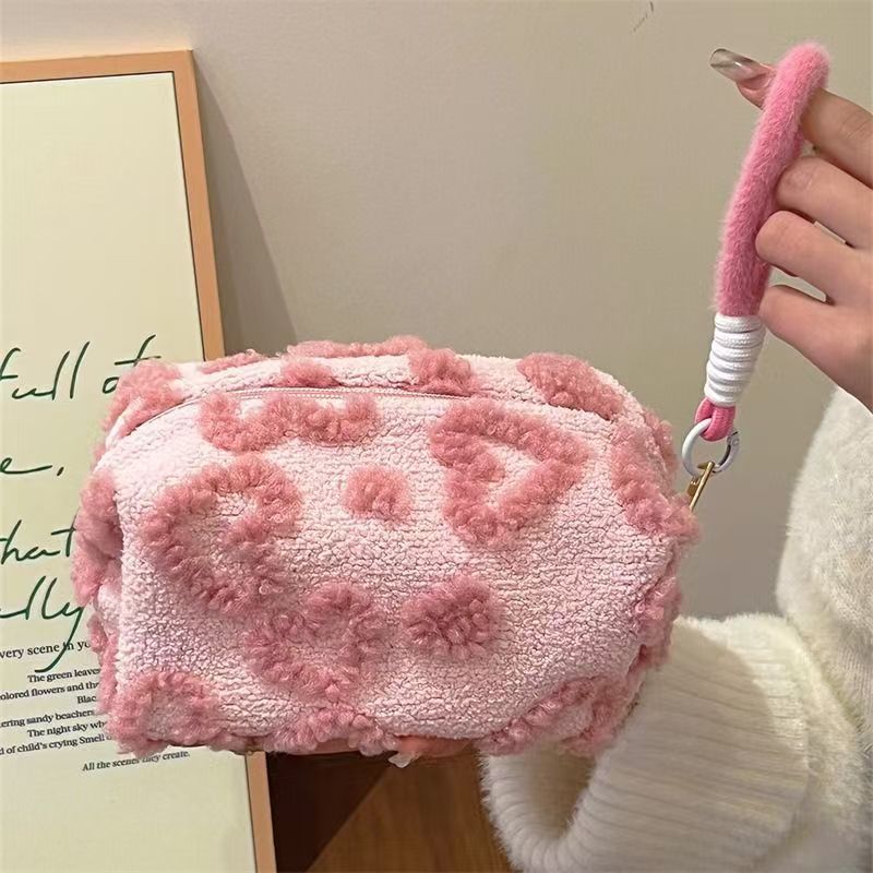 Jacquard Plush Cosmetic Bag Large Capacity Advanced Sense