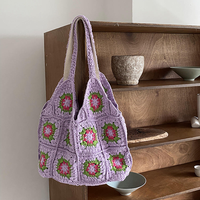 Net Red Ins Hand-woven Bag Flower Stitching Beach