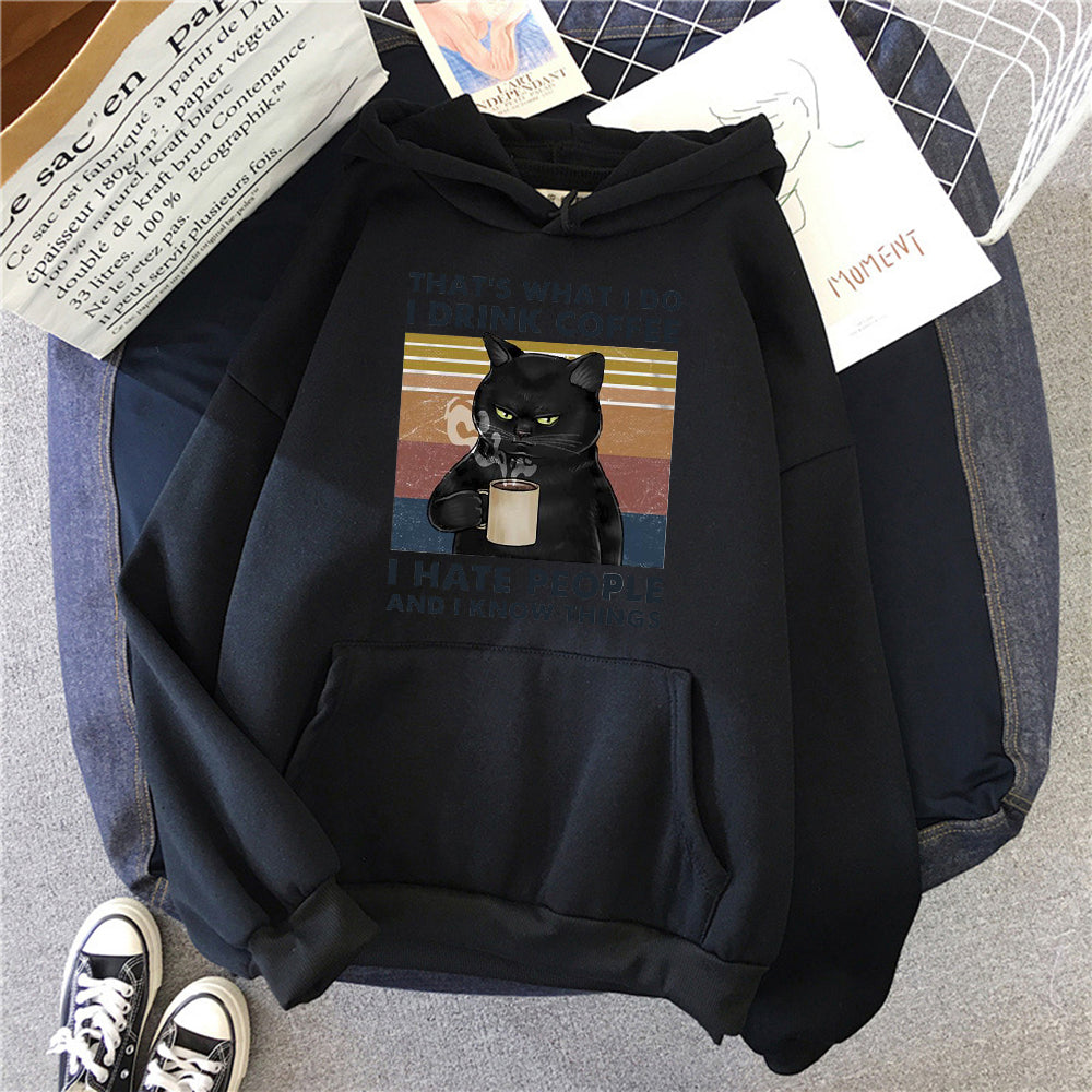 Women's Creative Versatile Printed Cat Hoodie