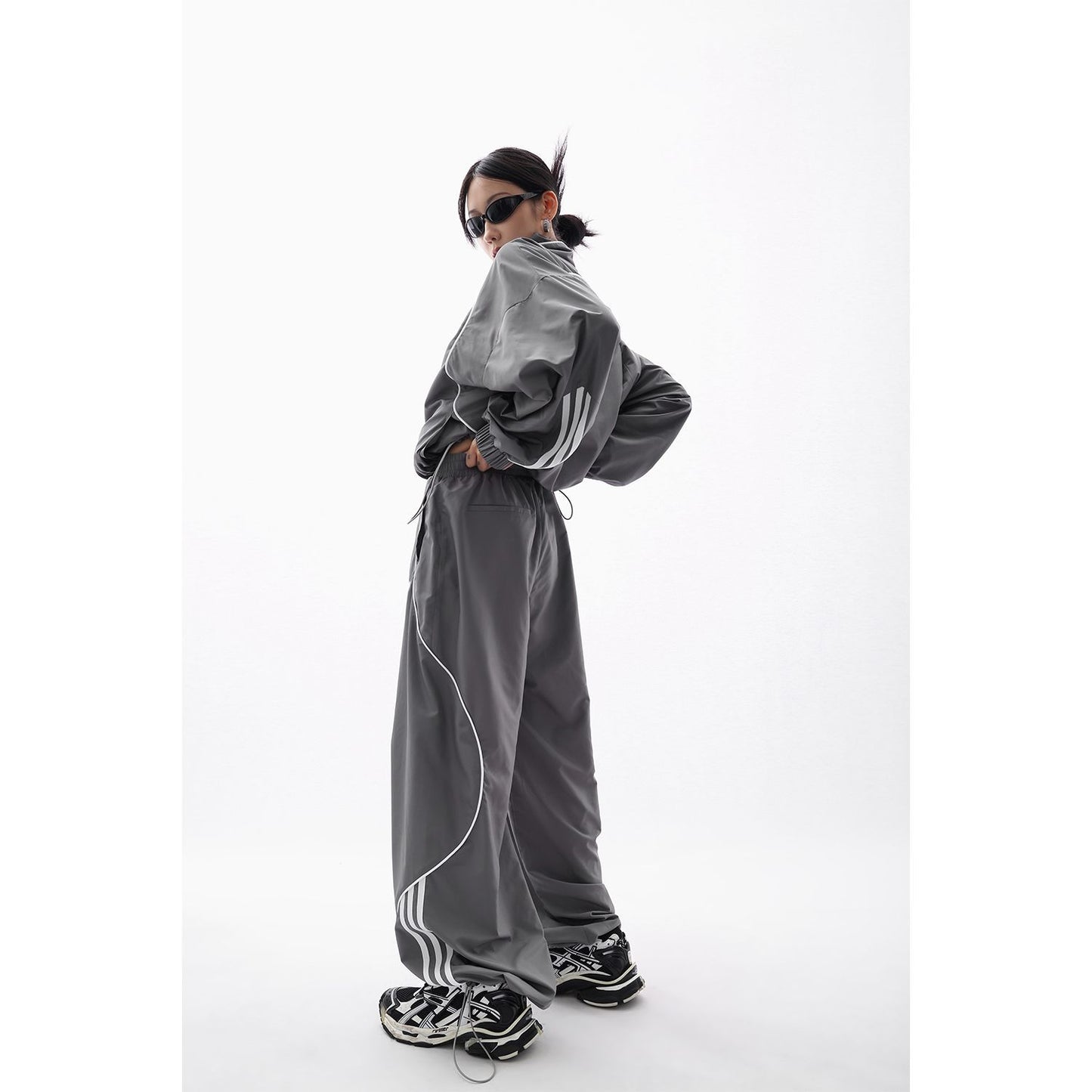 High-grade Fashion And Handsome Outdoor Jacket Coat Wide-leg Trousers 2-piece Set For Women