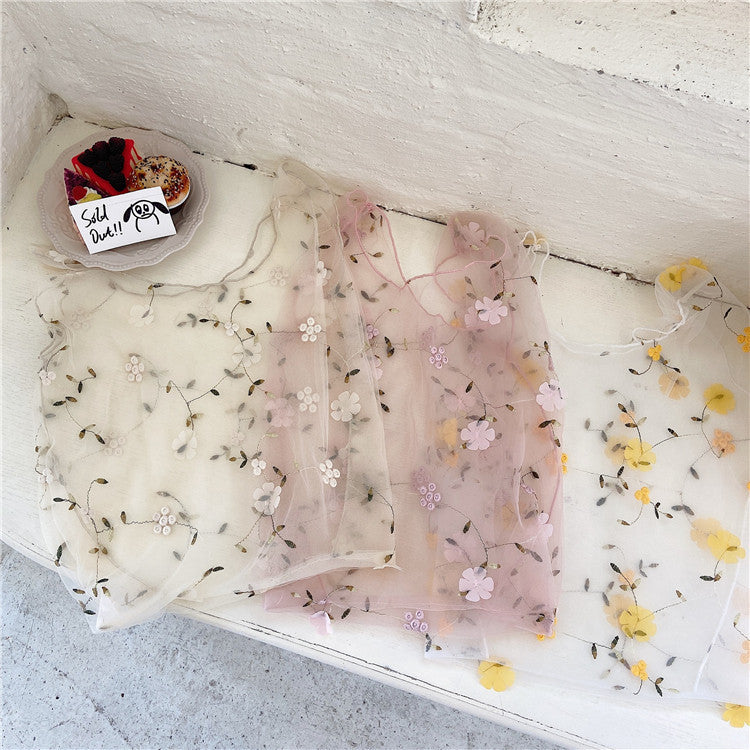 Mesh Embroidered Flower Bag Fairy Cute Handbag In Summer