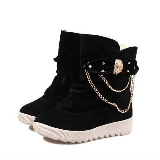 Warm And Cold-proof Mid-tube Bow Snow Boots