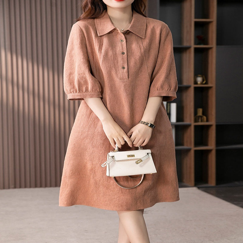 Women's Elegant French-style Linen Shirt Dress