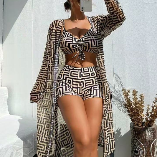 Womens Three-Piece Swimwear Cover-Up Set