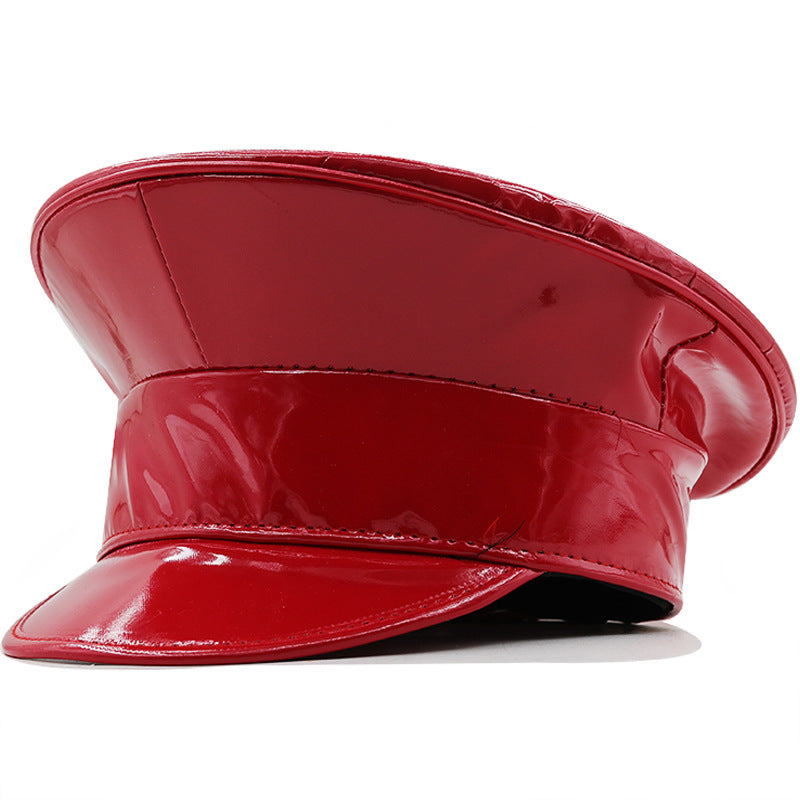 Laser Patent Leather Flat-top Cap Women's Party