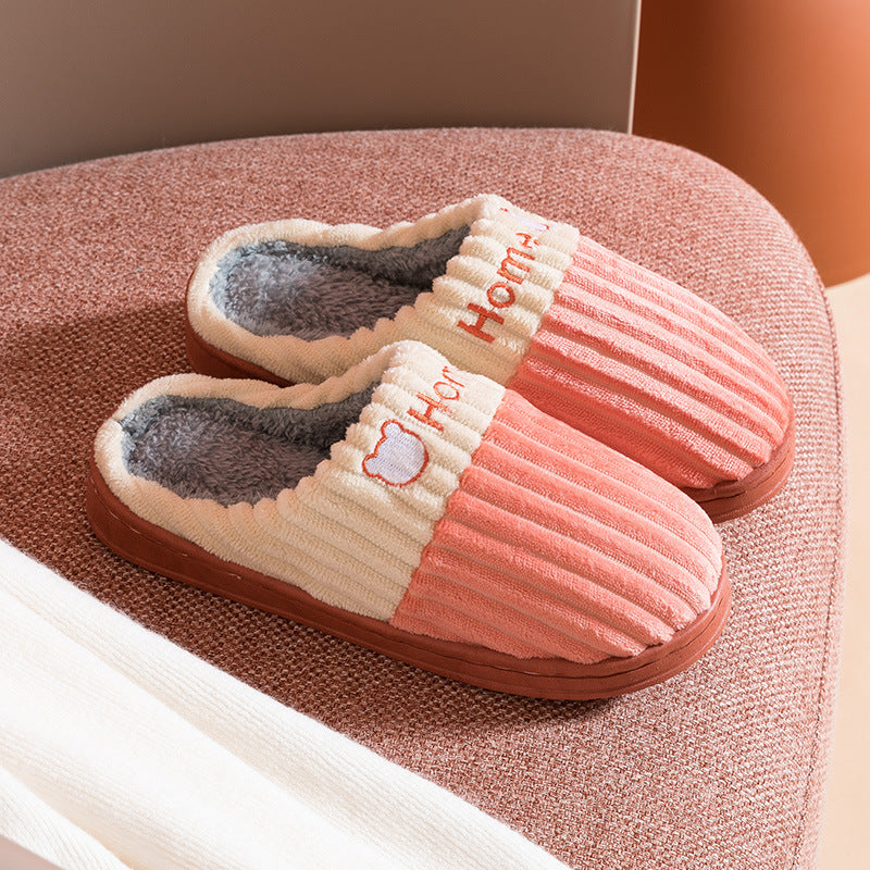 Couple's Warm And Non Slip Thick Soled Wool Slippers