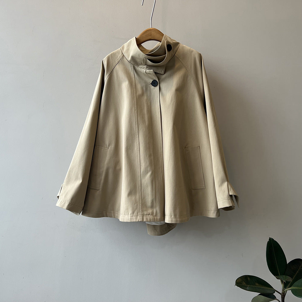 Women's Loose Mid-length Cape Trench Coat
