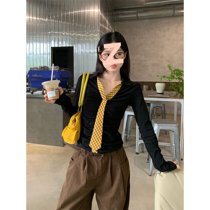 Korean Slim-fit Slimming Long Sleeve T-shirt Women