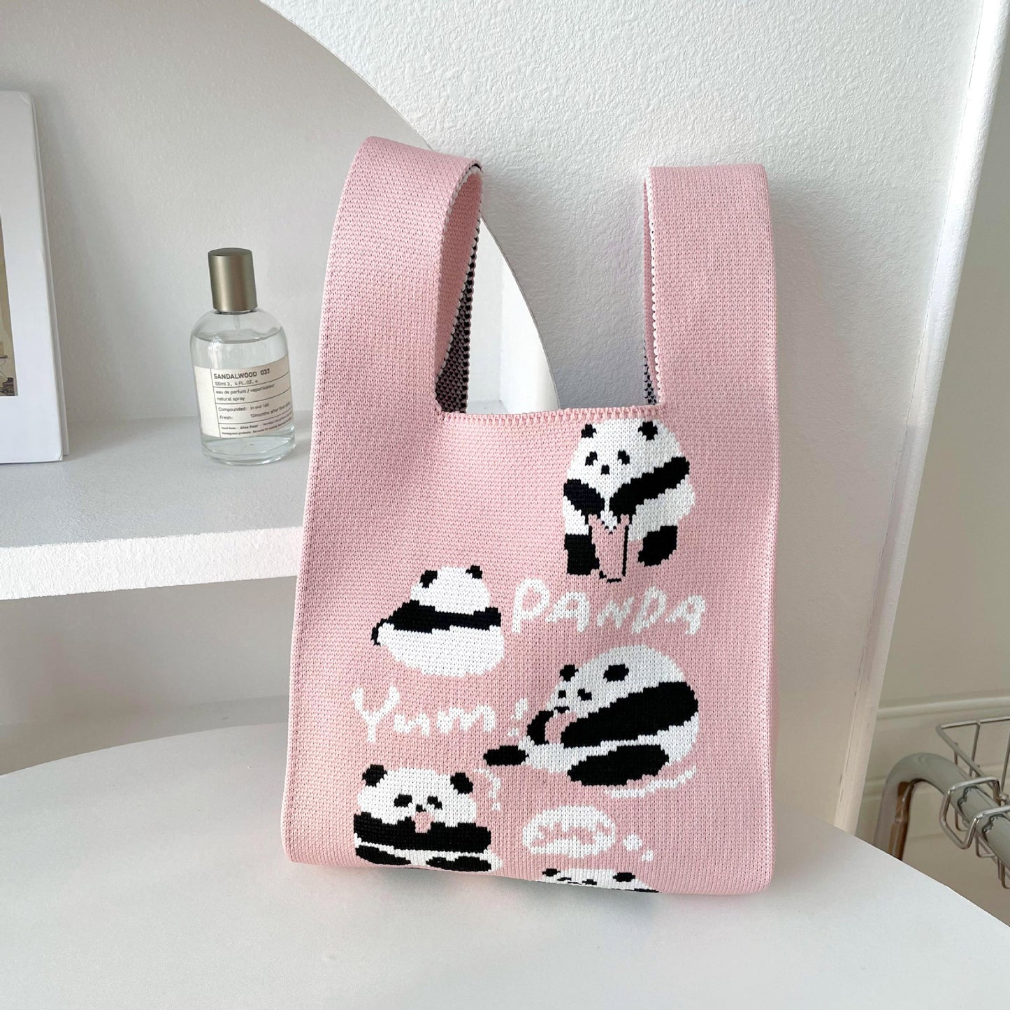 Vesttaske Strikket Sød Panda Skuldertaske