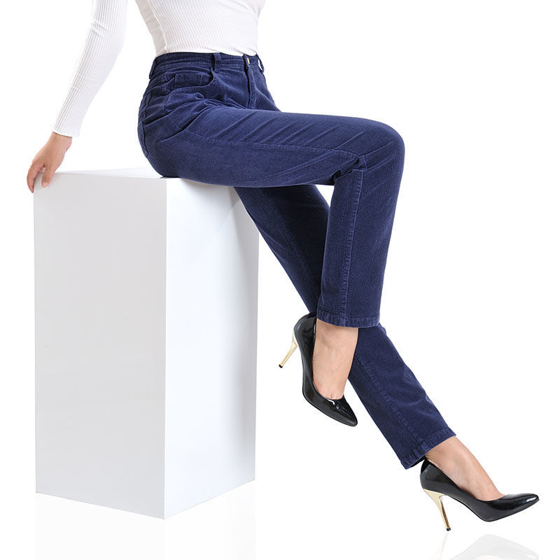 Stretch Loose Straight Leg Pants Corduroy Casual Cotton