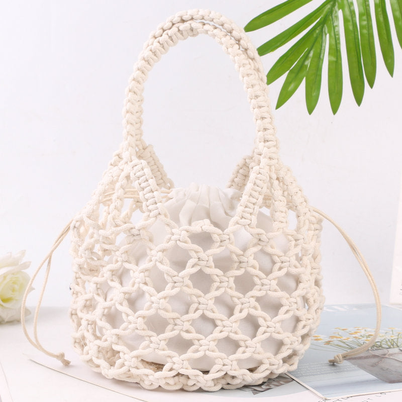 Weaving Hollow Women's Mori Style Portable Beach Bag