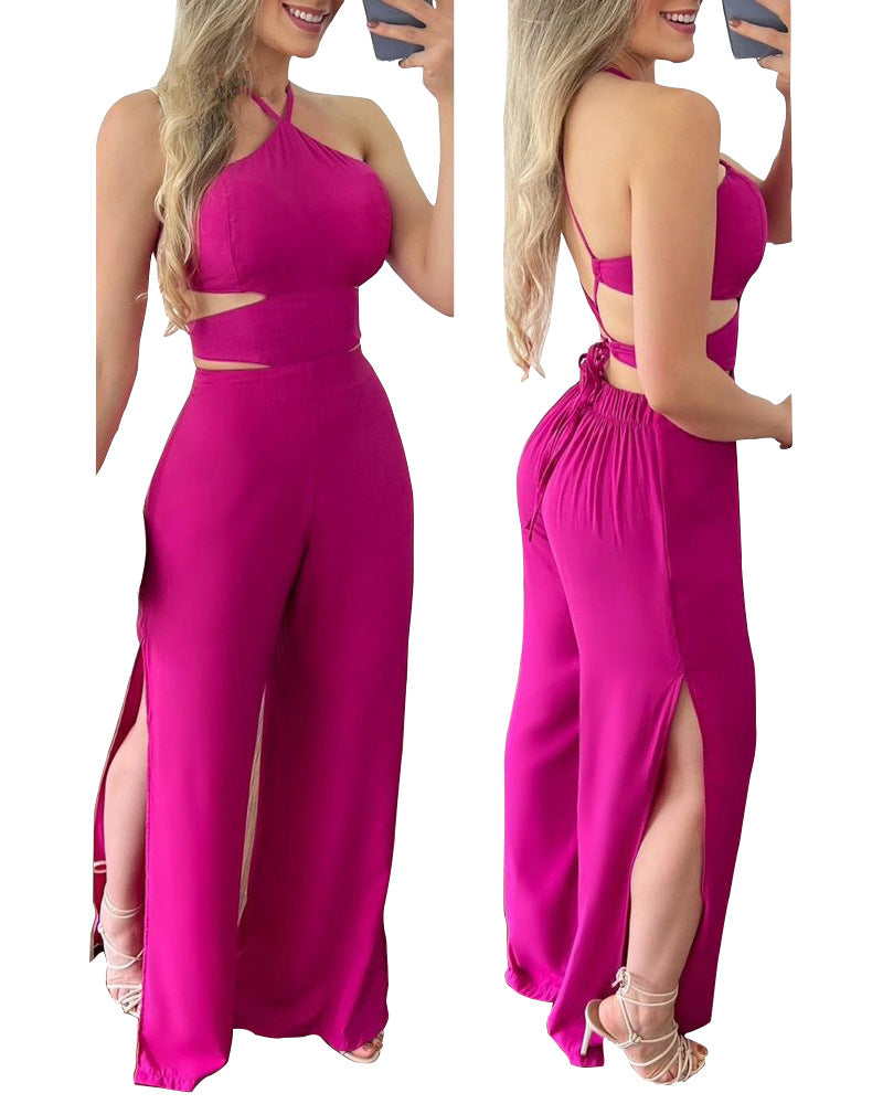 Women's Solid Color Wrap Chest High Waist Pants