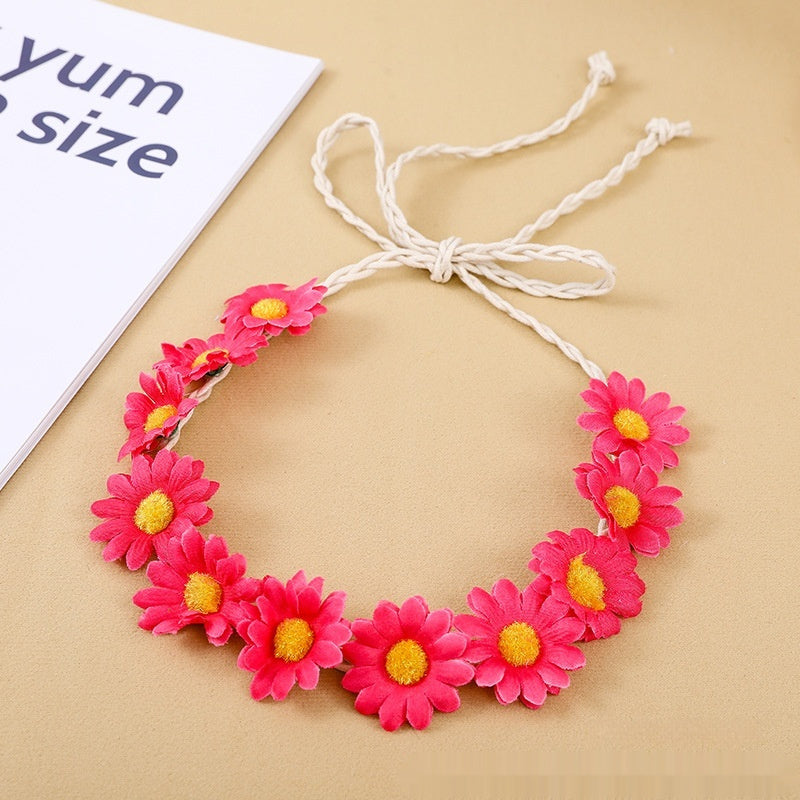 11 Simulation Small Sunflower Bohemian Vacation Seaside Braid Hair Band For Women
