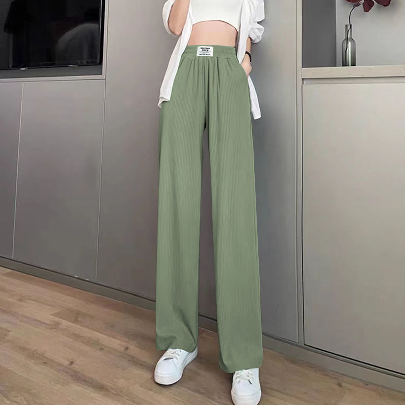 SpringSummer High Waist Drooping Ice Silk Thin Pants