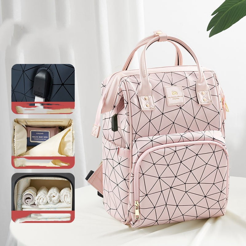 Mommy Bag Multifunktionel Mor og Baby Rygsæk Dobbelt Skulder Stor Kapacitet