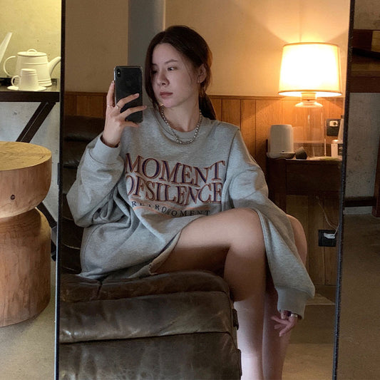 Women's Spring And Autumn Loose Sweater Casual Laziness Round Neck