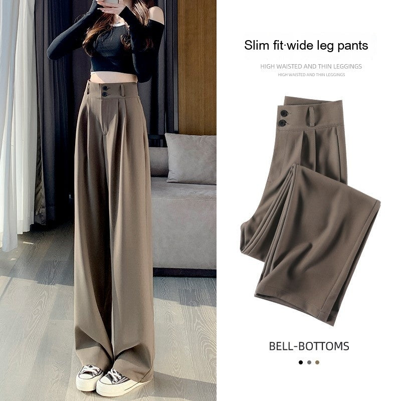 New Brown High Waist Slimming Loose Drooping Small Casual Pants