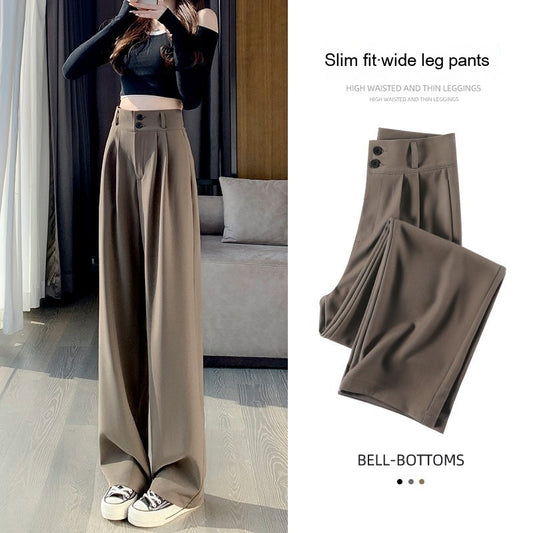New Brown High Waist Slimming Loose Drooping Small Casual Pants