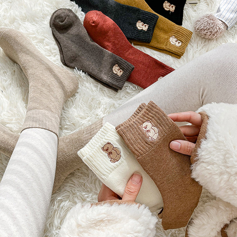 Women's Fashion Terry Padded Warm Solid Colour Socks