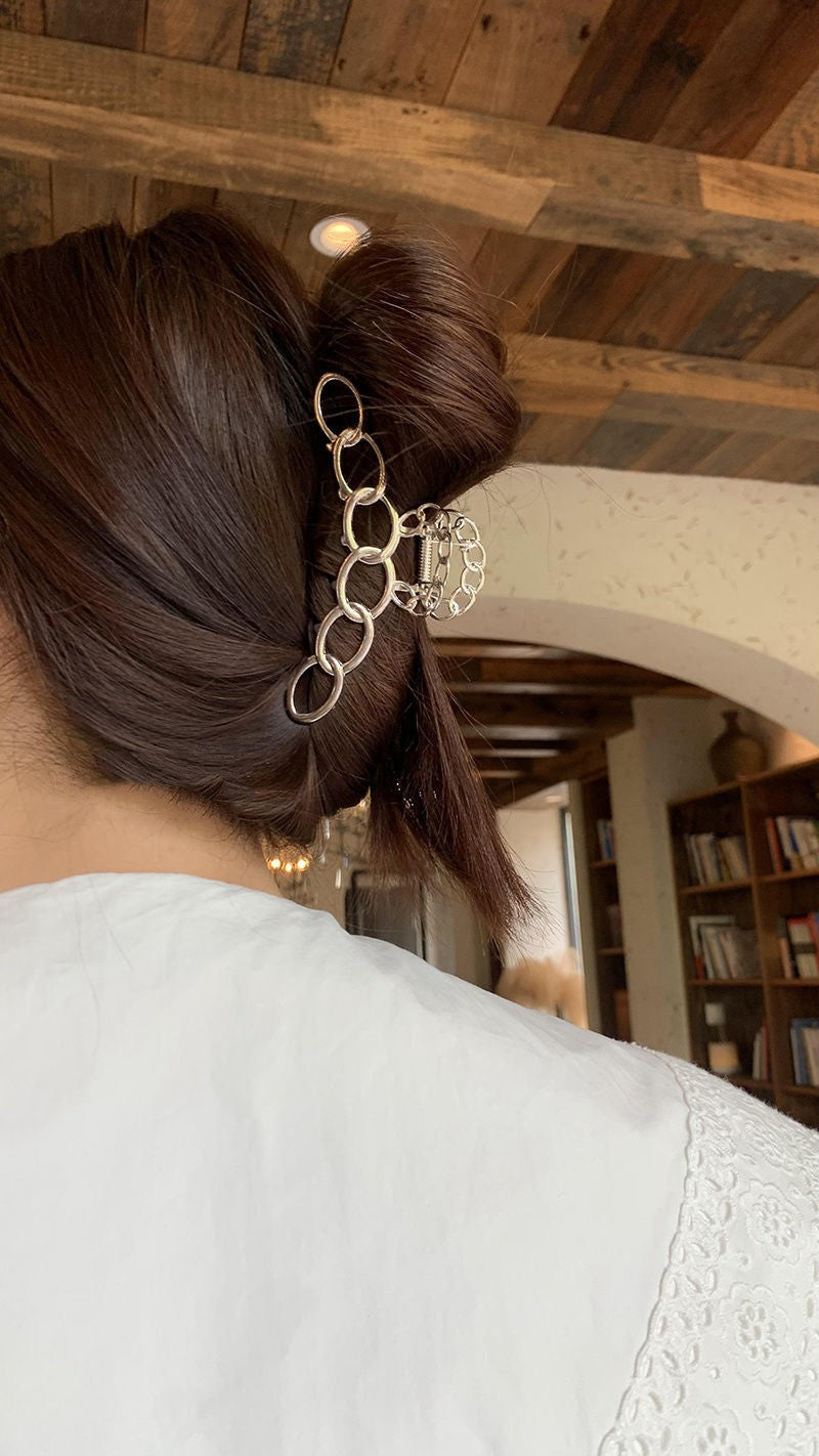 Simple Metal Star Silver Large Hair Clip