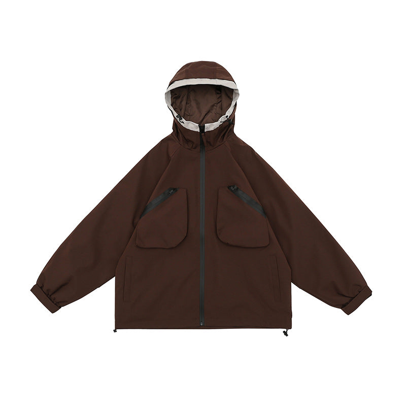 Men's Fashion Retro Contrast Color Outdoor Shell Jacket